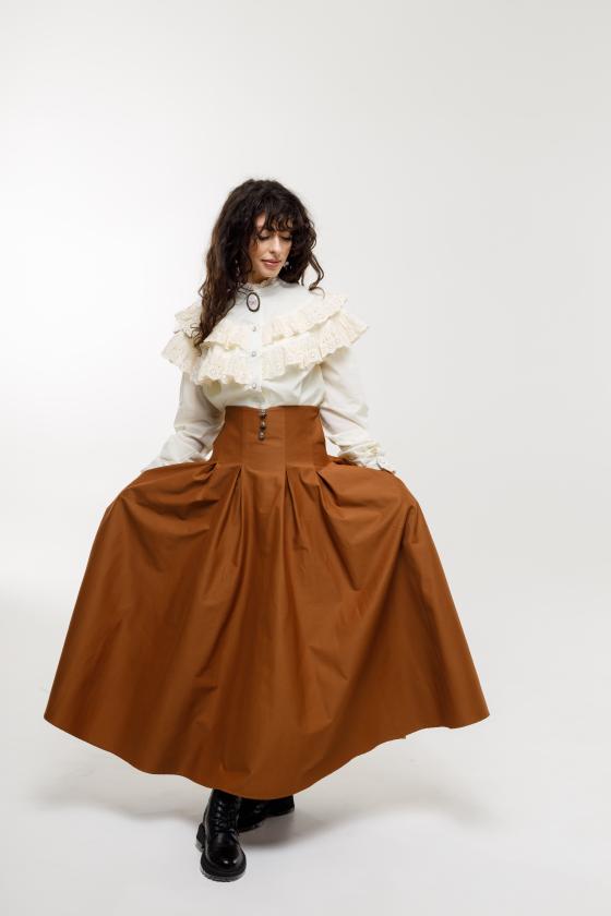 Спідниця з високим поясом коричнева