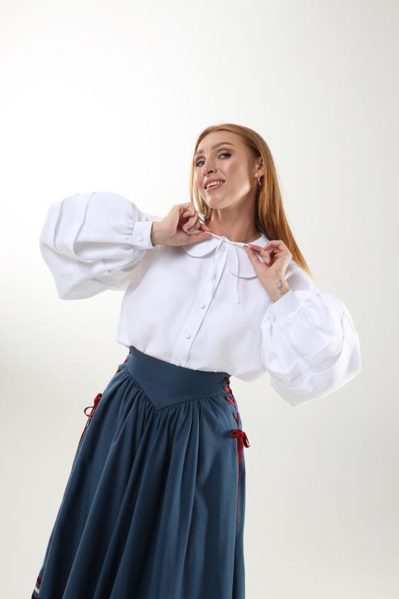 Сорочка з пишними рукавами, біла  (M)