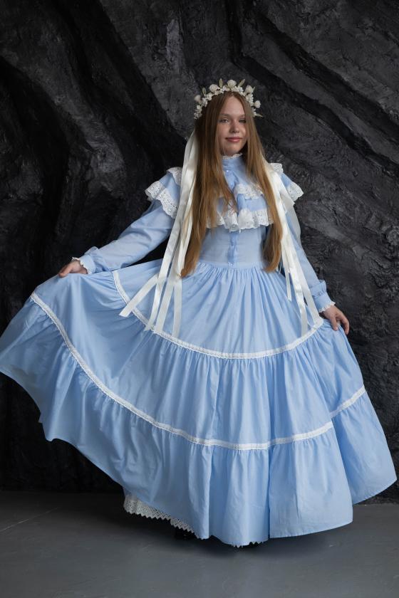 Сукня з мереживом блакитна (M)