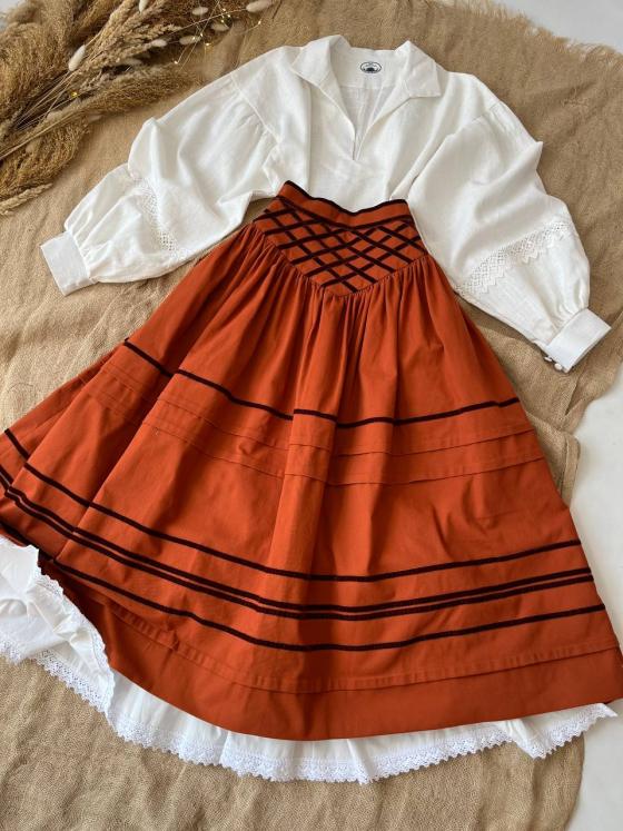 Спідниця зі стрічками на кокетці "Марія" Спідниця зі стрічками на кокетці "Марія"