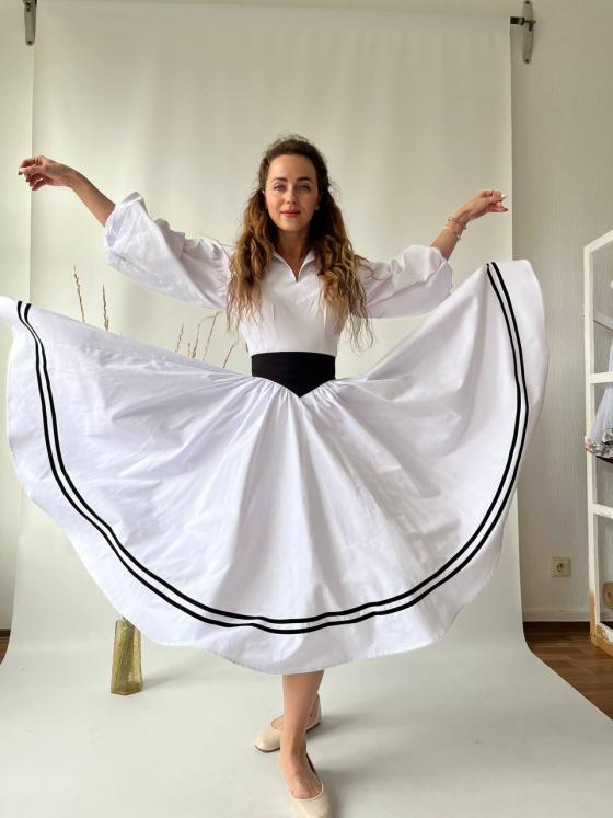 Пишна спідниця з кокеткою, біла