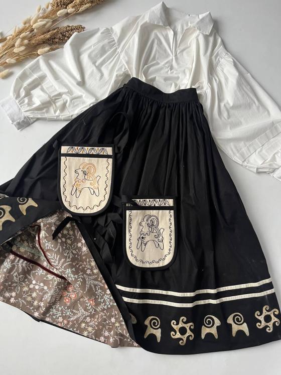 Двостороння спідниця з вибійкою Баранці Двостороння спідниця з вибійкою Баранці