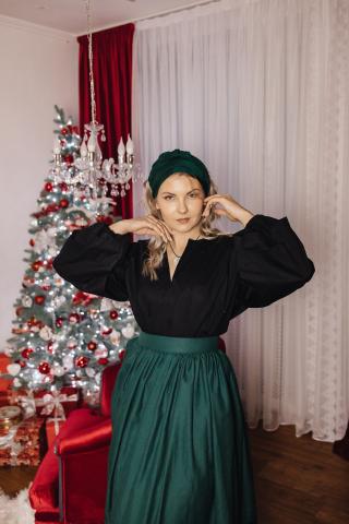 Сорочка з натуральної бавовни з пишними рукавами в чорному кольорі Сорочка з натуральної бавовни з пишними рукавами в чорному кольорі