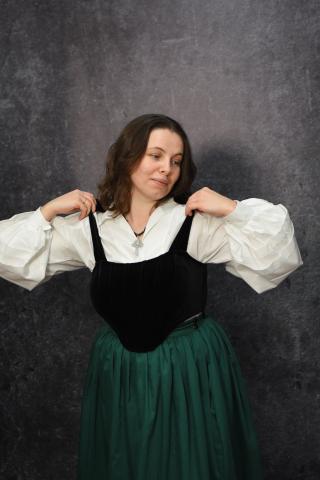 Корсет чорний на шнурівці та зав'язках на плечах