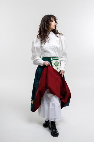 Двостороння спідниця на рівному поясі бордо/зелена (Індивідуальне пошиття)