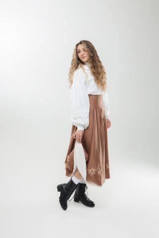 Двостороння спідниця з високим поясом з вибійкою Двостороння спідниця з високим поясом з вибійкою