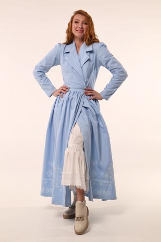 Сукня на запах блакитна з вибійкою (Індивідуальне пошиття)