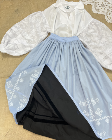 Спідниця двостороння з вибійкою, блакитна/чорна (Індивідуальне пошиття)