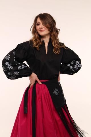 Сорочка з вибійкою, чорна (Індивідуальне пошиття)