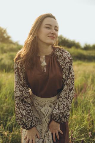 Довга сорочка з вибійкою льон/віскоза Довга сорочка з вибійкою льон/віскоза