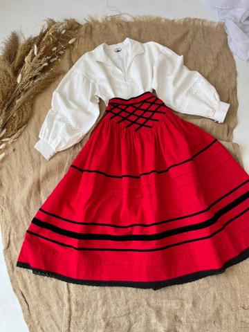 Спідниця зі стрічками на кокетці червона "Марія"