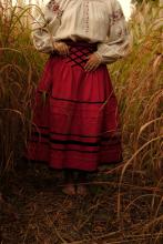 Спідниця зі стрічками на кокетці червона "Марія"