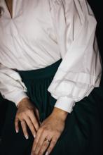 Сорочка з бавовни з пишними рукавами в молочному кольорі (XS)