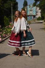 Спідниця одностороння з вибійкою, зелена, довжина 75 см