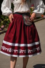 Спідниця одностороння з вибійкою, бордо, довжина 75 см