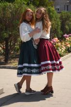 Спідниця одностороння з вибійкою, зелена, довжина 75 см