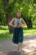 Спідниця одностороння з вибійкою "ластівки", зелена, довжина 75 см Спідниця одностороння з вибійкою "ластівки", зелена, довжина 75 см