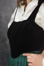 Корсет чорний на шнурівці та зав'язках на плечах