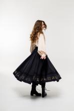 Спідниця одностороння на кокетці з вибійкою "Баранці" та розписаним поясом