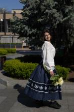 Спідниця з вибійкою одностороння синя