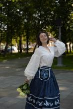 Спідниця з вибійкою одностороння синя