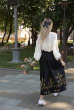 Спідниця двостороння з вибійкою чорна/бордо (Індивідуальне пошиття)