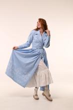 Сукня на запах блакитна з вибійкою (Індивідуальне пошиття)