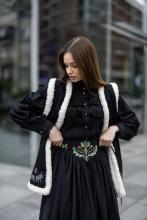 Спідниця одностороння на кокетці з вибійкою "Баранці" та розписаним поясом