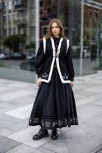 Спідниця одностороння на кокетці з вибійкою "Баранці" та розписаним поясом