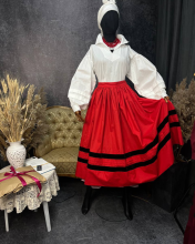 Спідниця двостороння на рівному поясі з вибійкою, чорна/червона (Індивідуальне пошиття)