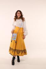 Двостороння спідниця з високим корсетним поясом з вибійкою, чорна/жовта (Індивідуальне пошиття)