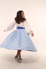 Двостороння спідниця з високим корсетним поясом з вибійкою, чорна/блакитна (Індивідуальне пошиття)