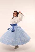 Двостороння спідниця з високим корсетним поясом з вибійкою, чорна/блакитна (Індивідуальне пошиття)