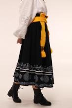 Двостороння спідниця з високим корсетним поясом з вибійкою, чорна/жовта (Індивідуальне пошиття)