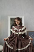 Сукня з мереживом коричнева (M)