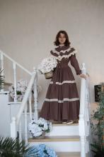 Сукня з мереживом коричнева (M)