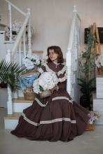 Сукня з мереживом коричнева (M)