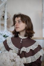 Сукня з мереживом коричнева (M)