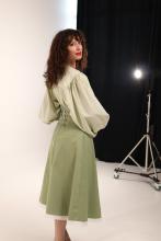 Спідниця одностороння з високим корсетним поясом, зелена (Індивідуальне пошиття)