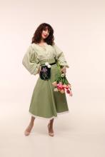 Спідниця одностороння з високим корсетним поясом, зелена (Індивідуальне пошиття)