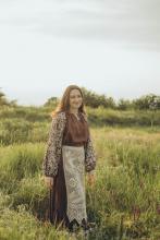 Довга сорочка з вибійкою льон/віскоза