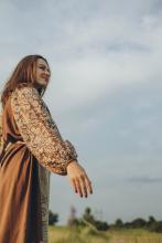 Довга сорочка з вибійкою льон/віскоза