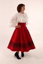 Двостороння спідниця з високим корсетним поясом з вибійкою, червона/чорна (Індивідуальне пошиття)