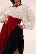 Двостороння спідниця з високим корсетним поясом з вибійкою, червона/чорна (Індивідуальне пошиття)