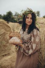 Довга сорочка з вибійкою льон/віскоза Довга сорочка з вибійкою льон/віскоза