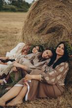 Довга сорочка з вибійкою льон/віскоза Довга сорочка з вибійкою льон/віскоза