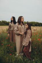 Довга сорочка з вибійкою льон/віскоза Довга сорочка з вибійкою льон/віскоза