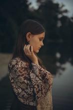 Довга сорочка з вибійкою льон/віскоза