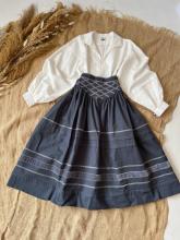 Спідниця зі стрічками на кокетці сіра "Марія"